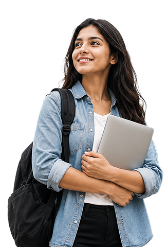 MBA student with backpack